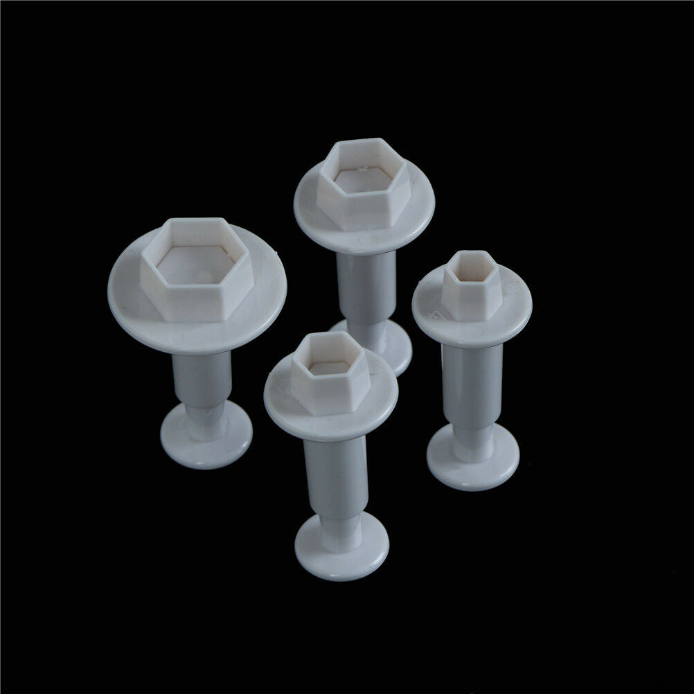 4pcs Hexagon Plastic Cookie Cutter Fondant Cutter Mold Cake Decorating To.l8