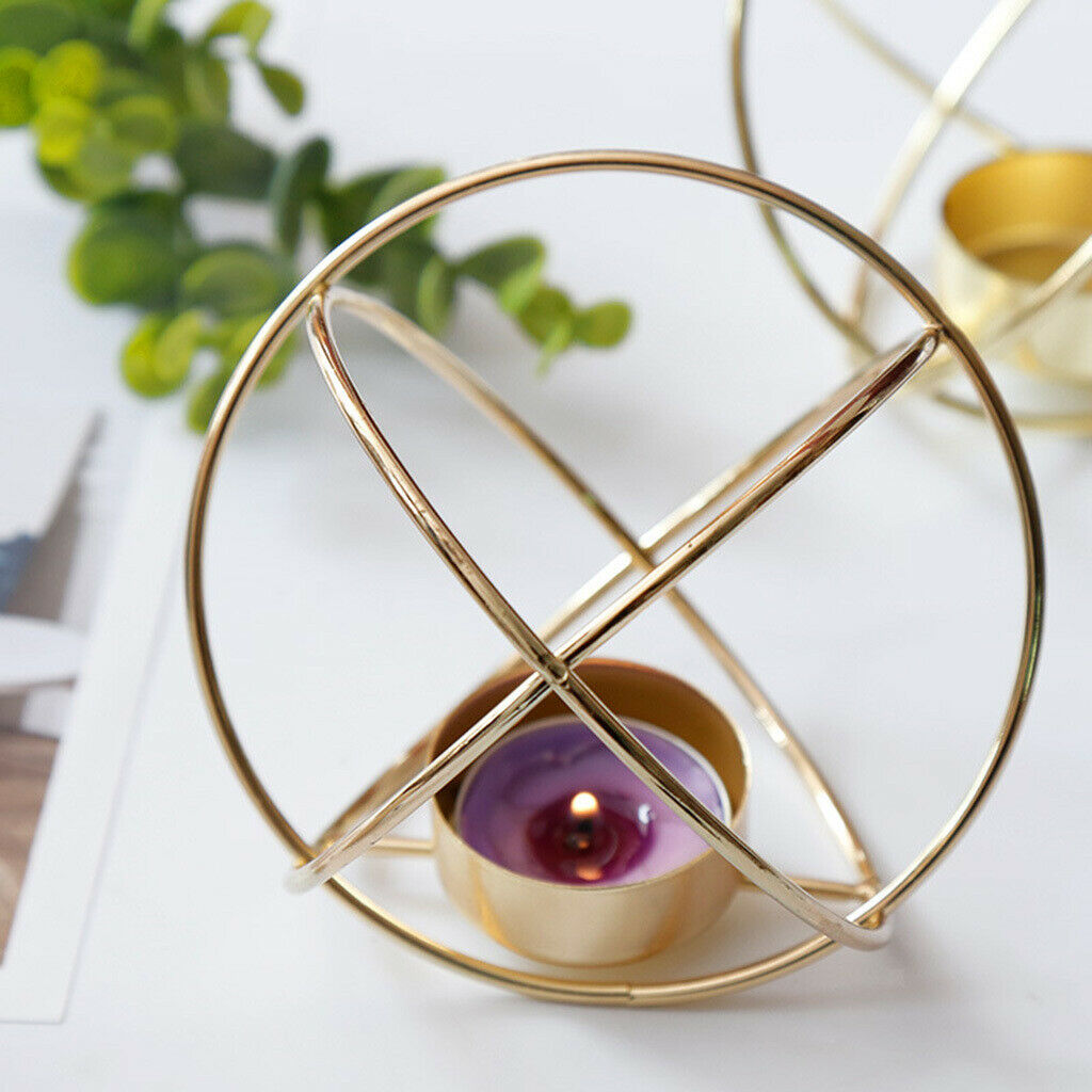 Nordic Style Golden Metal Wire Geometric Candle Holder for Home Decoration