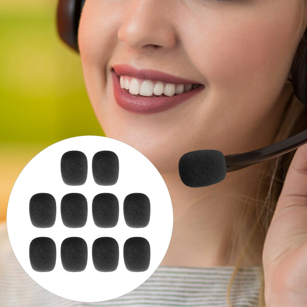 Pack of 10 Practical Microphone Anti-noise Sponge Wind Shield Mic Black