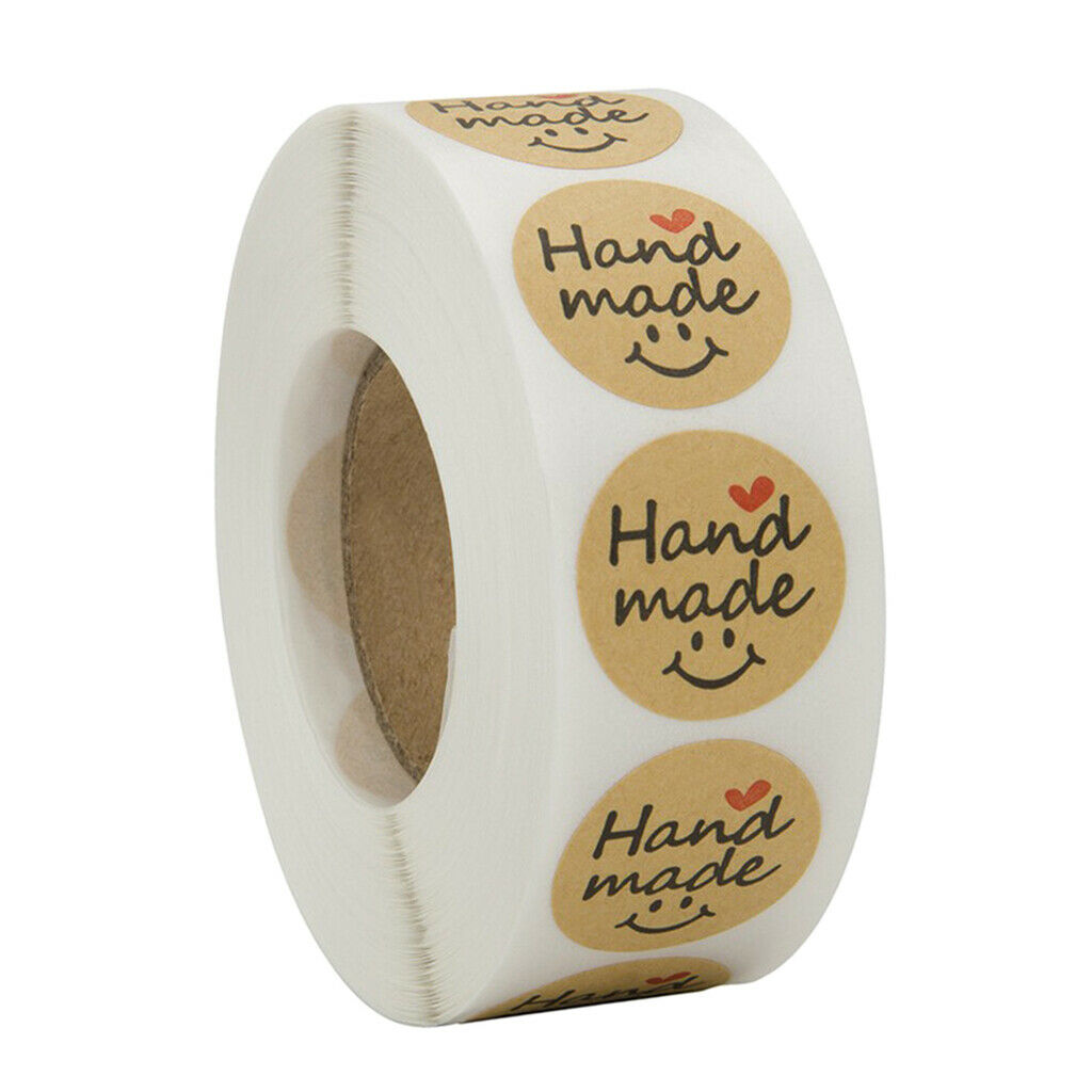 500x Kraft Paper Stickers Handmade Sticky Labels Gift Seals Decals Decors