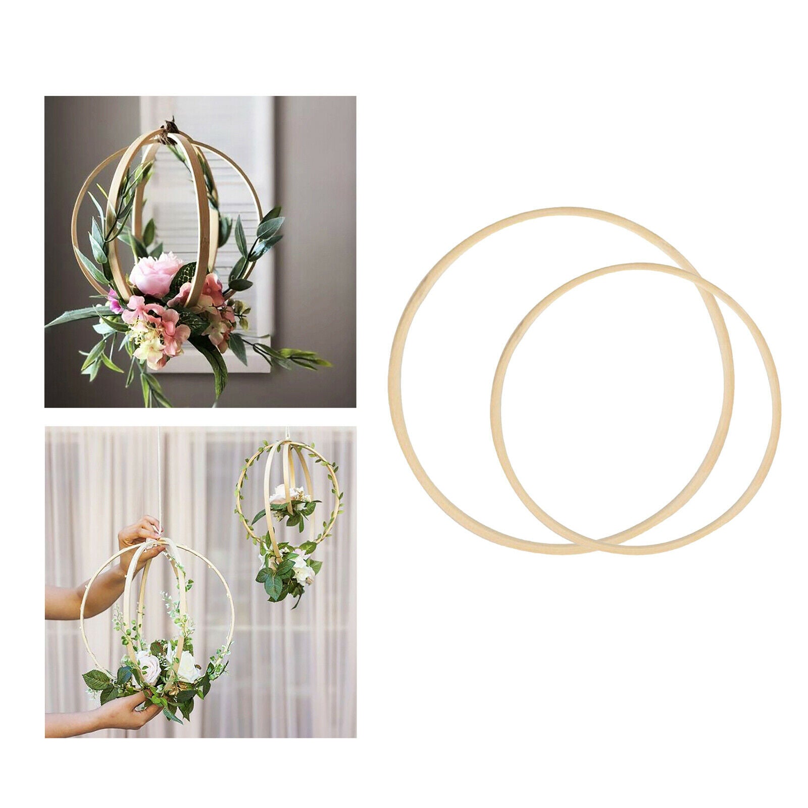 2x Wooden Embroidery Hoops Macrame Ring DIY Dream Catcher Wedding Home Party