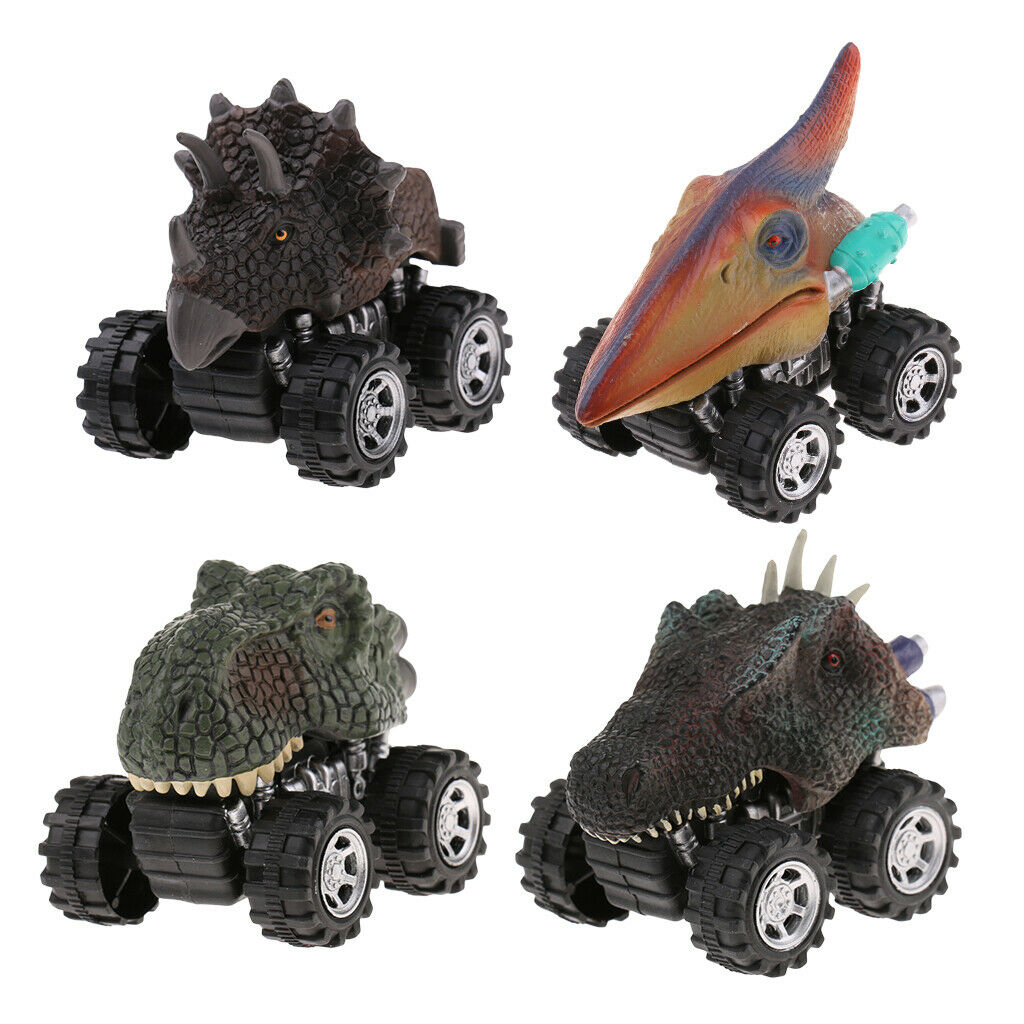 4 dinosaur pull back car