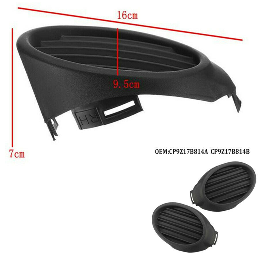 2PCS Front Right+Left Fog Light Cover Vent Grille For Ford Focus 2012-14 Black