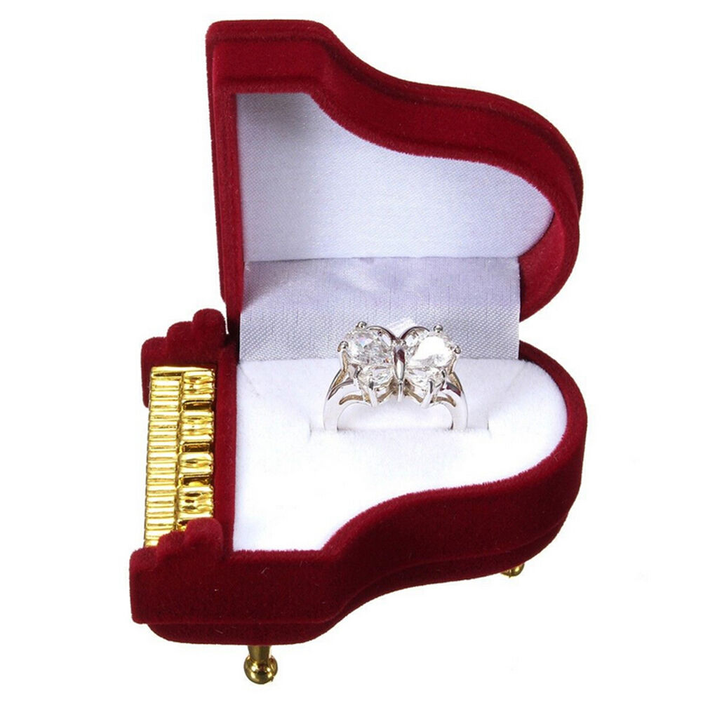 New Piano Ring Box Earring Pendant Jewelry Treasure Gift Case Weddin.l8