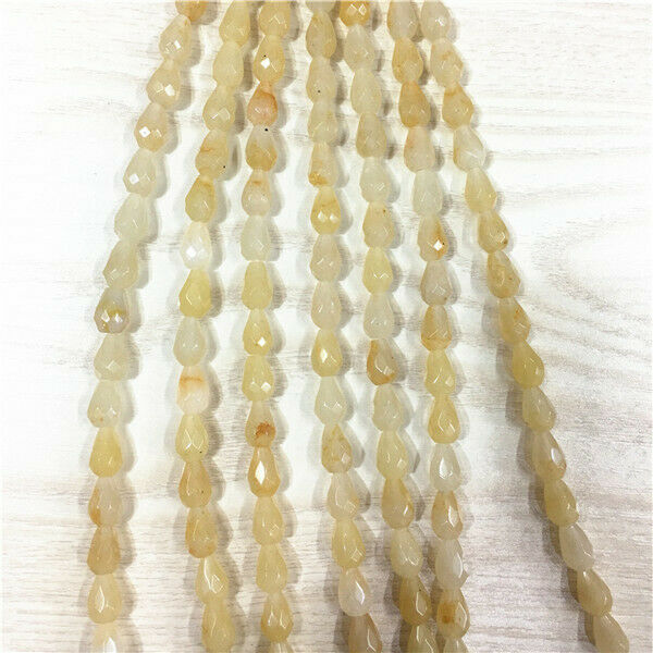 1 Strand/20Pcs 9x7mm Natural Yellow Jade Faceted Mini Teardrop Loose Beads HH426