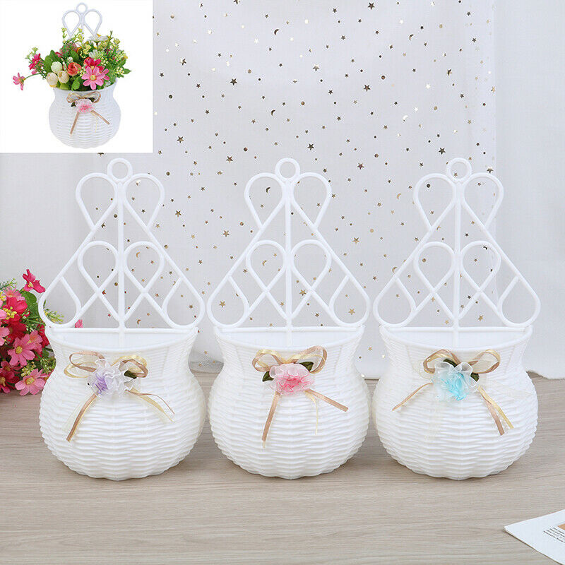 Artificial Rattan Wall Hanging Basket Flower Vase Home Decoration Random .l8