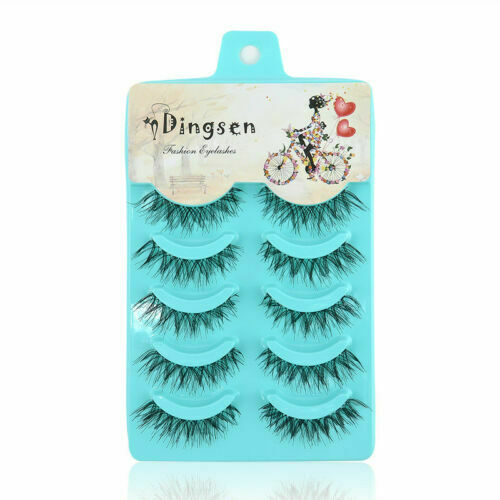 5Pair Natural Long Eye Lashes Handmade Messy Cross False Eyelashes Makeup Black