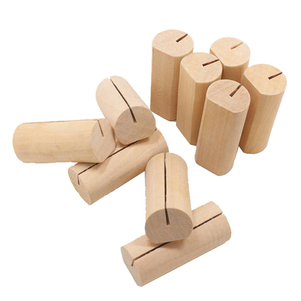 20x Rustic Wood Place Card Holder Natural Wooden Bark Memo Holder Stands Table