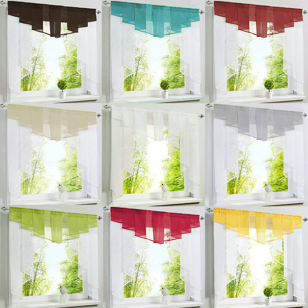 Stitching Pleated Roman Curtain Tulle for Balcony Window White 100Wx100H