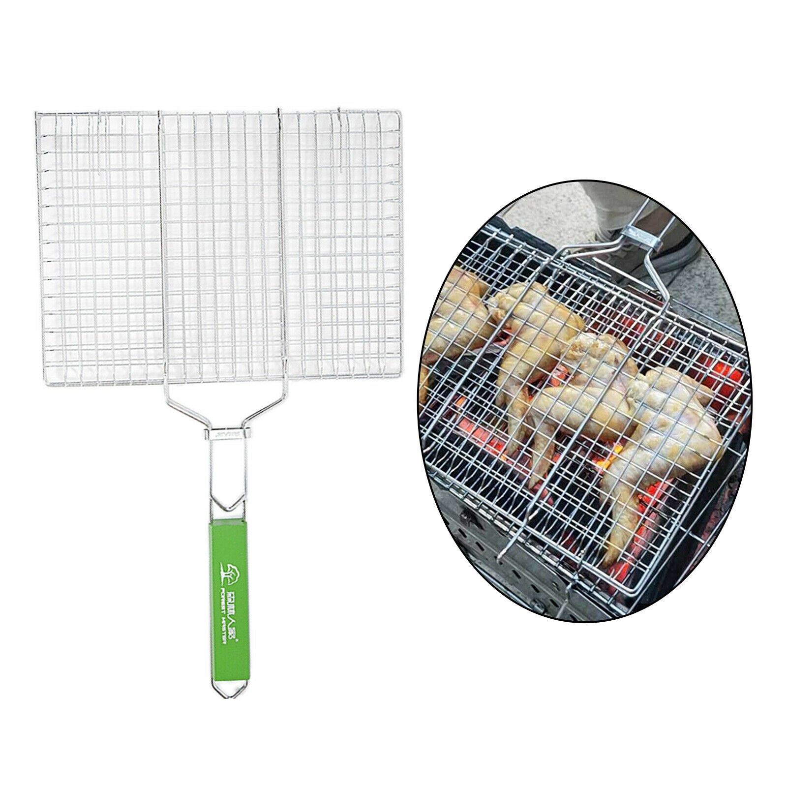 Stainless Steel BBQ Fish Grilling Basket Vegetables Steak Grill Net Accs