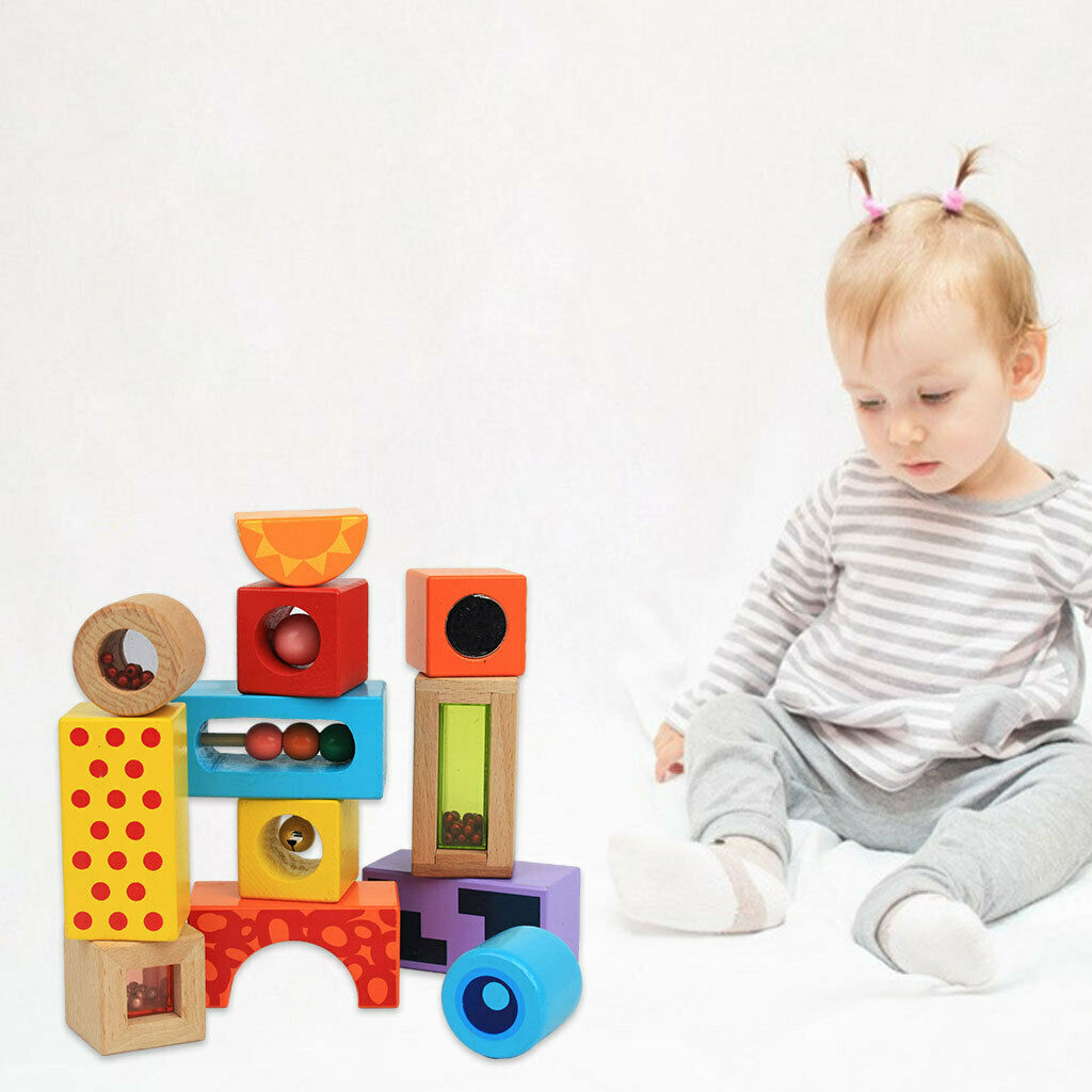 12Pcs Geometric Shape Stack Block Building Blocks for Baby Boys and Girls