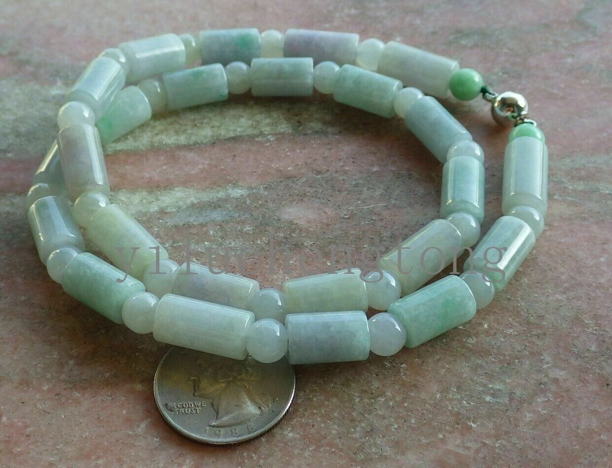 Certified Green Natural A JADE Jadeite Beads Circle Necklace 20 inches é¡¹é“¾