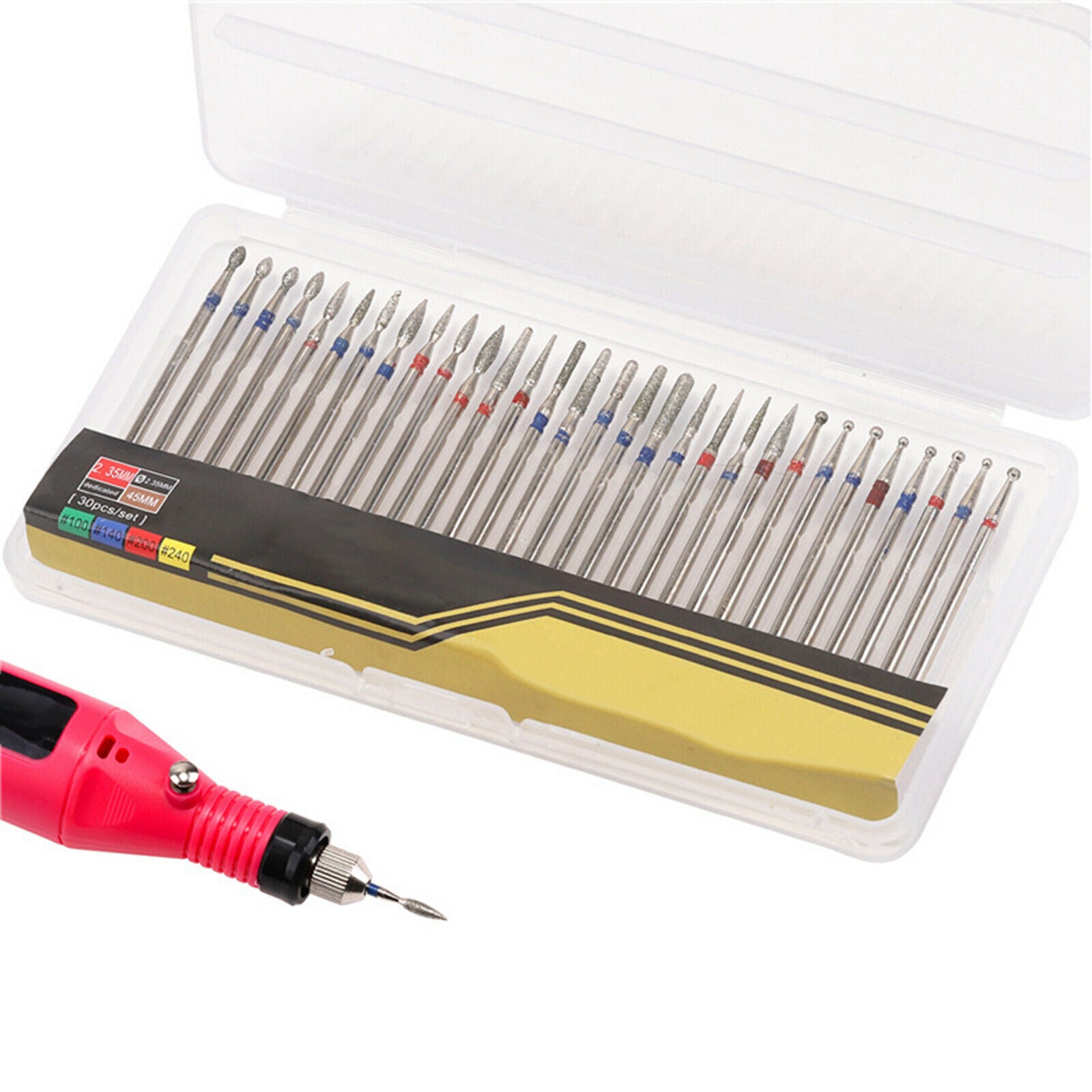 30x Nail Drill Bits for Remove Polishing Cuticles Manicure Pedicure Tools