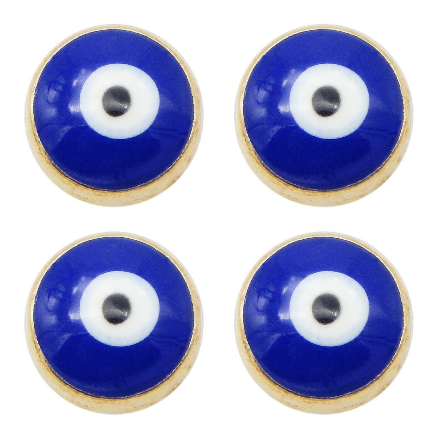 12 pcs Evil Eye Enamel Spacer Bead Round Loose Beads Bracelet Jewelry DIY 8*6mm