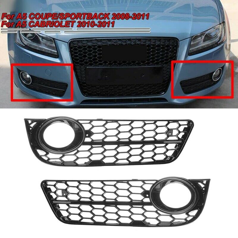 Fog Light Lamp Cover Front Bumper Grille Grill Honeycomb Cover Trim for-Audi AP2