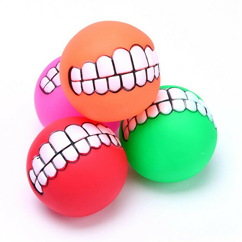 Rubber Dog Toys Squeaky Cleaning Tooth Dog Toys Ball Bite Resistant Pet S.l8