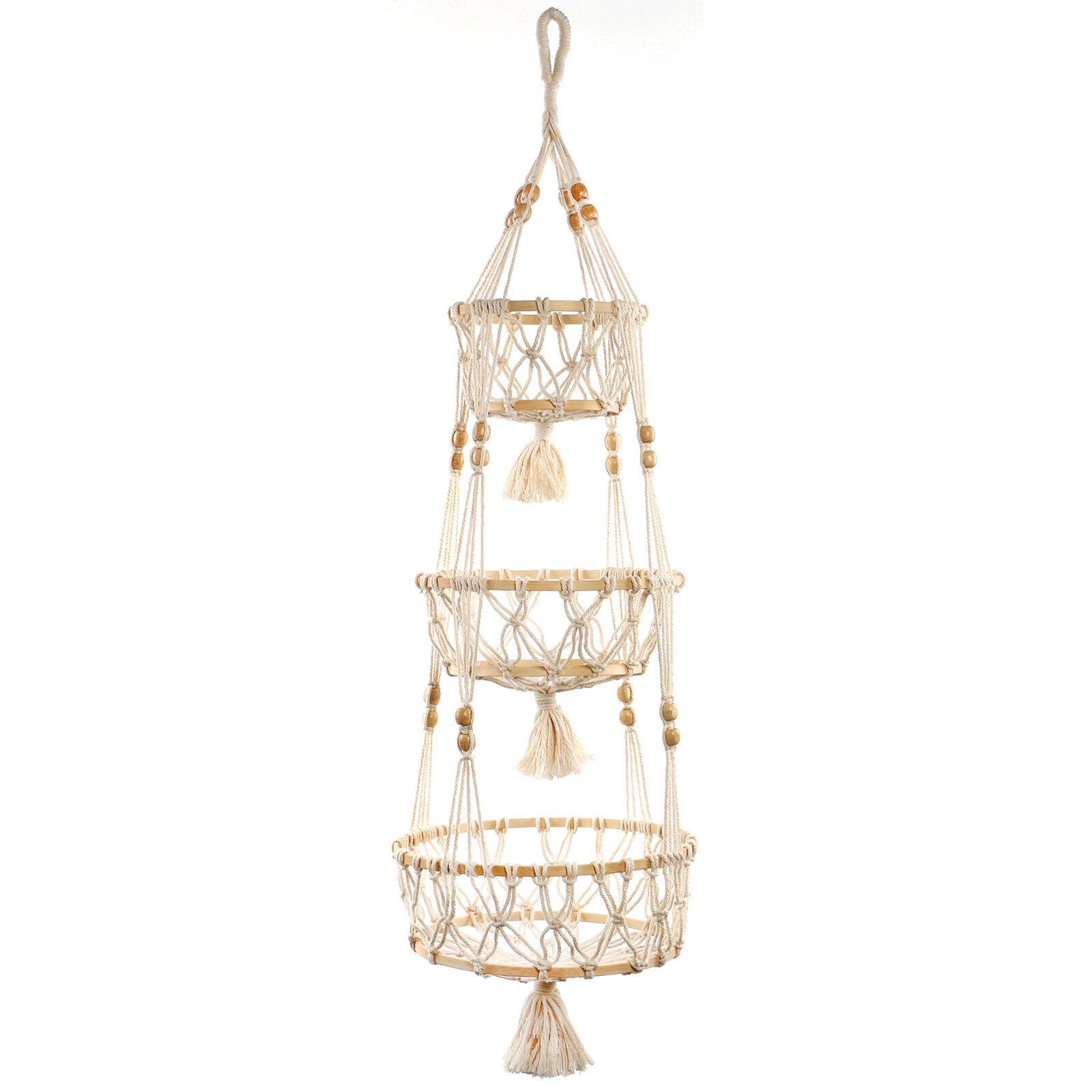 Hanging Fruit Basket Macrame 3 Tier Fruit Food Organizer Decoration Plant Holer