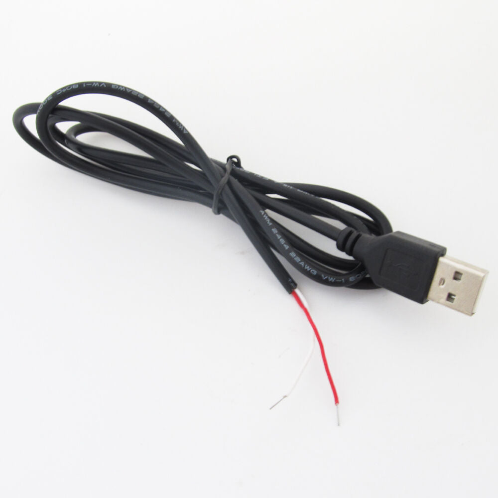 50x 1M/3.3ft 28AWG USB A Male Plug 2 wire Power Cable Cord Connectors DIY Black