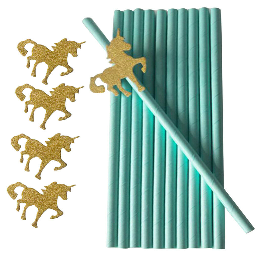 Unicorn Paper Straws Drinking Straws Kids Party Paper Tableware Drinks #4