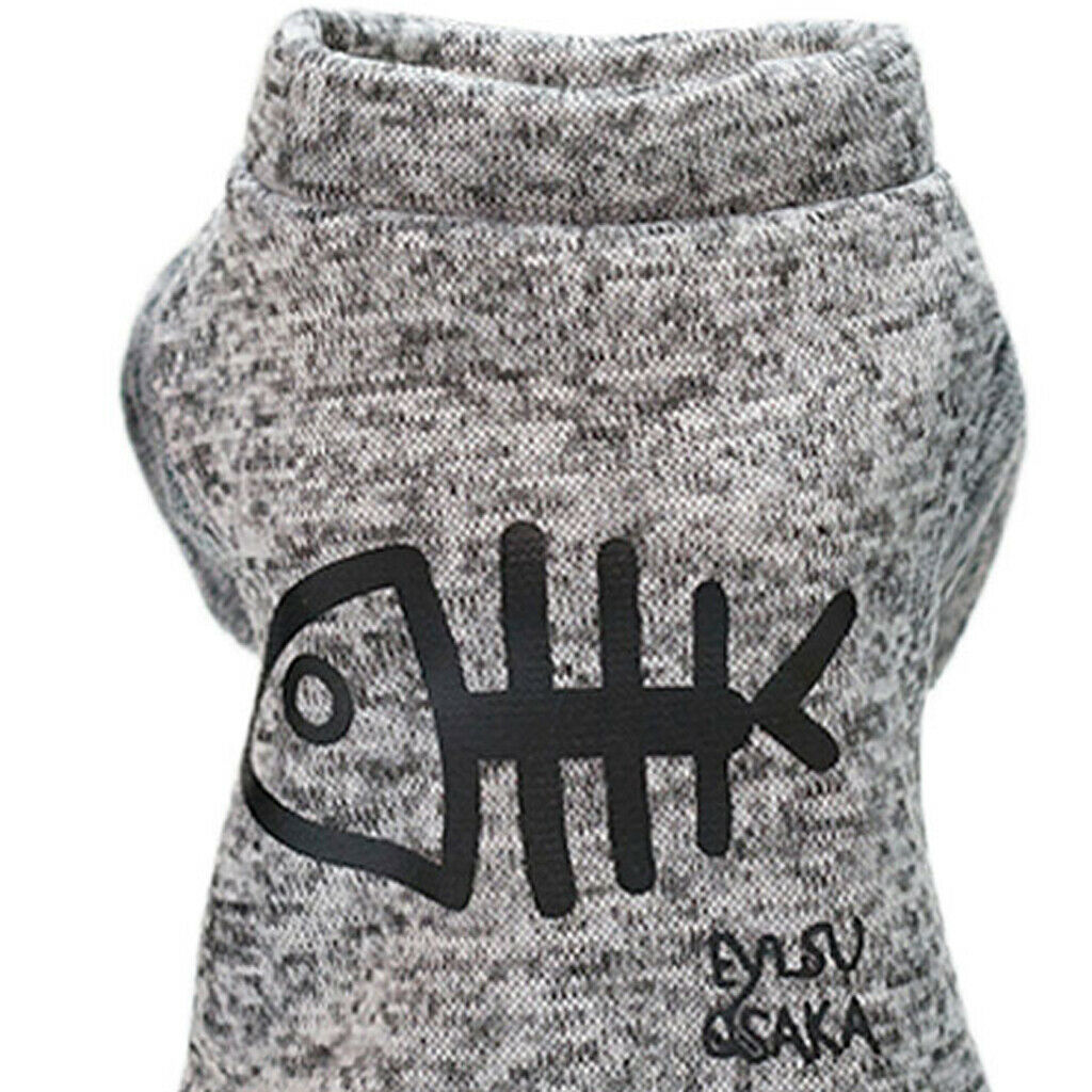 Pet Dog Cat Puppy Winter Sweater with Button Casual Clothes Gray S