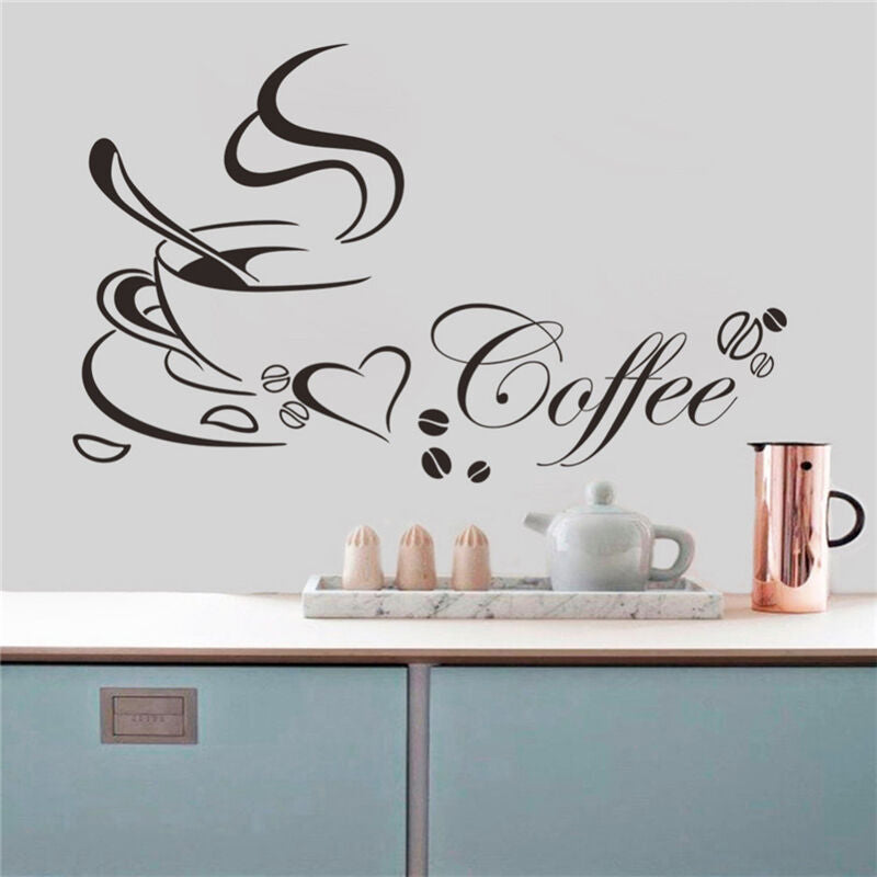 Removable Kitchen Decor Coffee Cup Heart Home Decals Vinyl Art Wall Stick.l8
