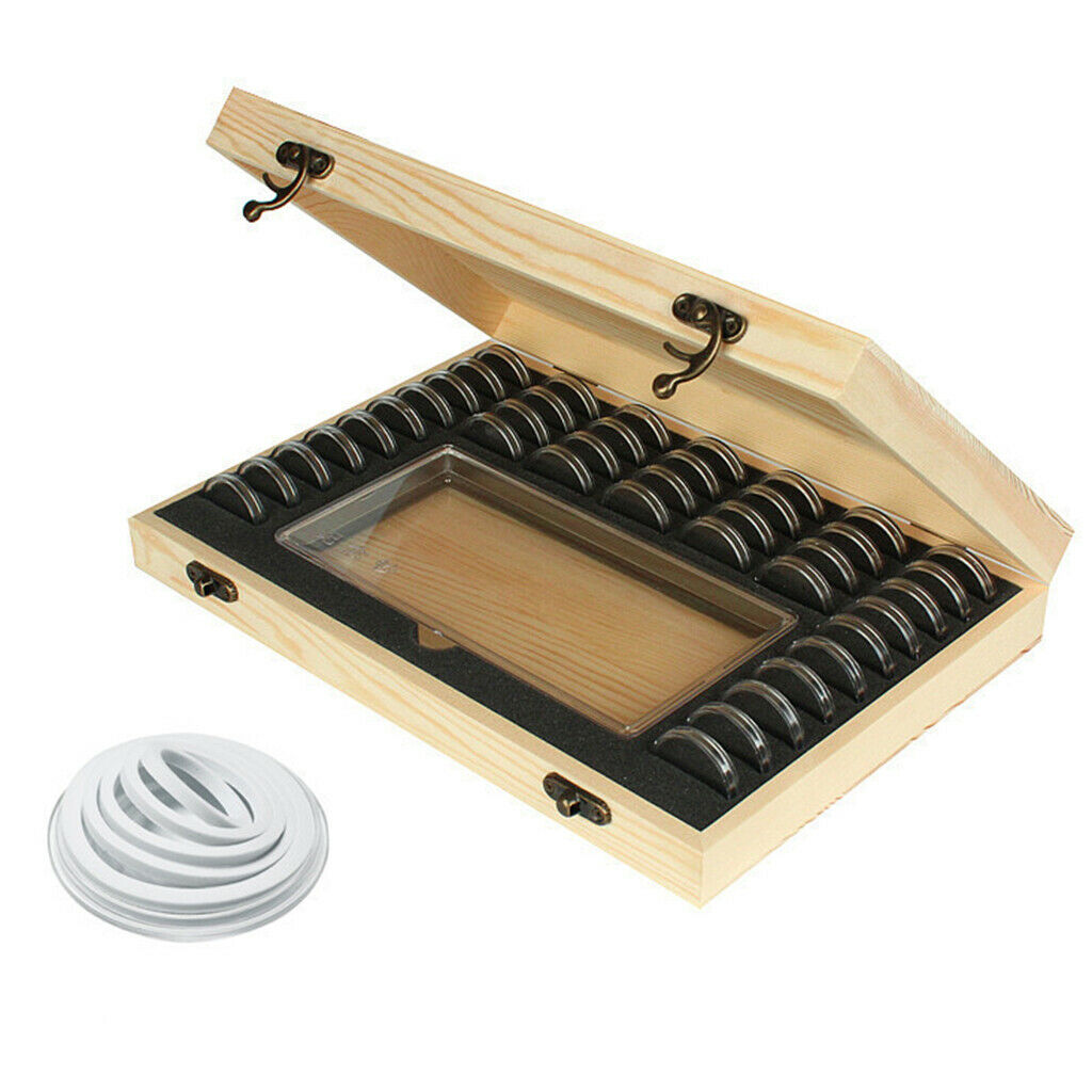 Coins Collection Storage Box Case Holder with 40x Transparent Round Capsules