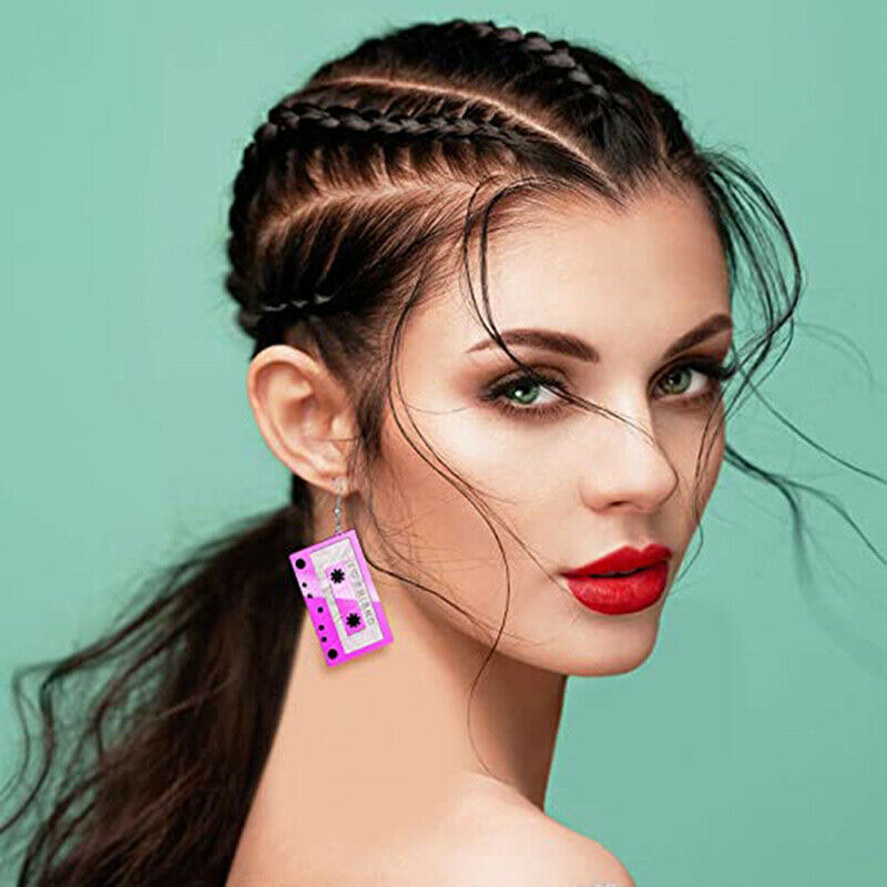 3 Pairs 80s Cassette Tape Earrings Retro Tape Dangle Earrings Funny Earrings Ad