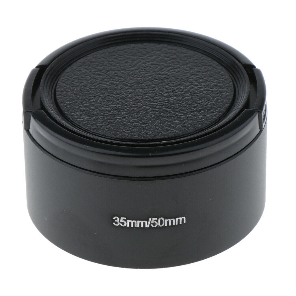 2 Pieces 35mm Metal Lens Hood for 35mm f1.7 / 50mm f1.4 CCTV Black + 46mm Lens