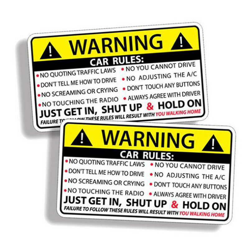 2Pcs/bag Car Safety Warning Rules Stickers Alarm Car Truck Body Dec Kt
