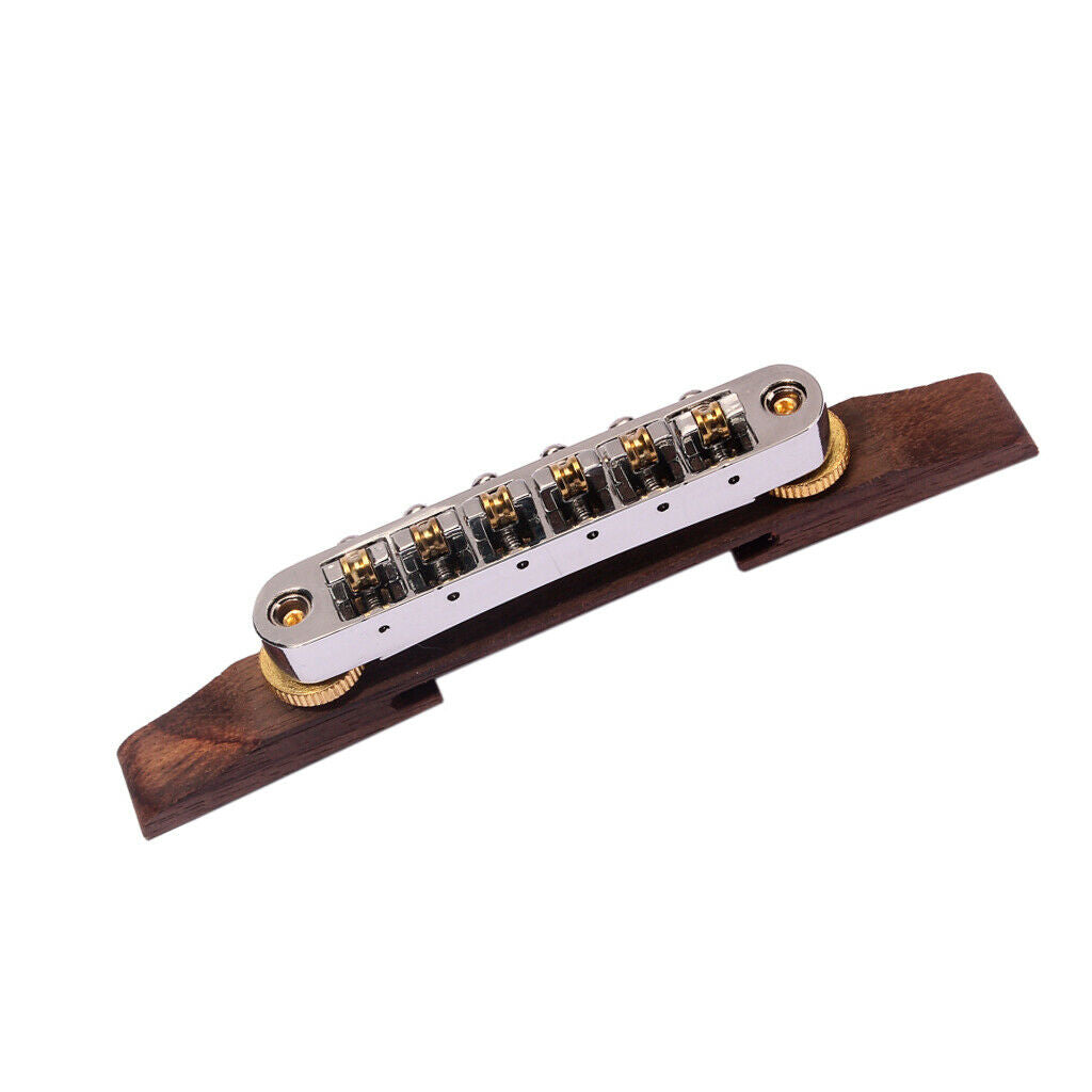 Adjustable Metal Rosewood Bridge with Roller Saddles for Archtop Jazz Guitar