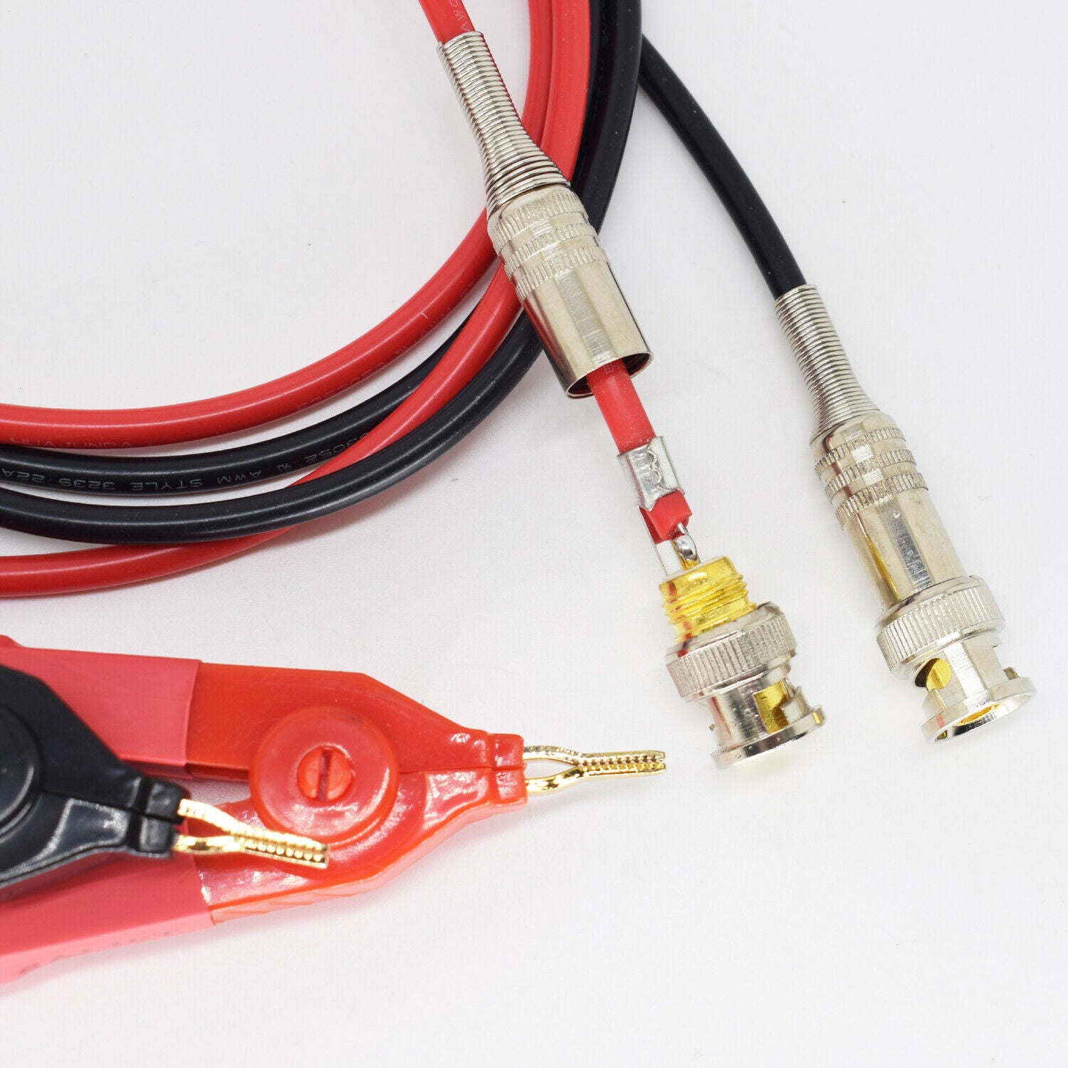 1pair 1.2M/4FT BNC Male To Kelvin Clip for LCR Meter Probe Test Cable R+B