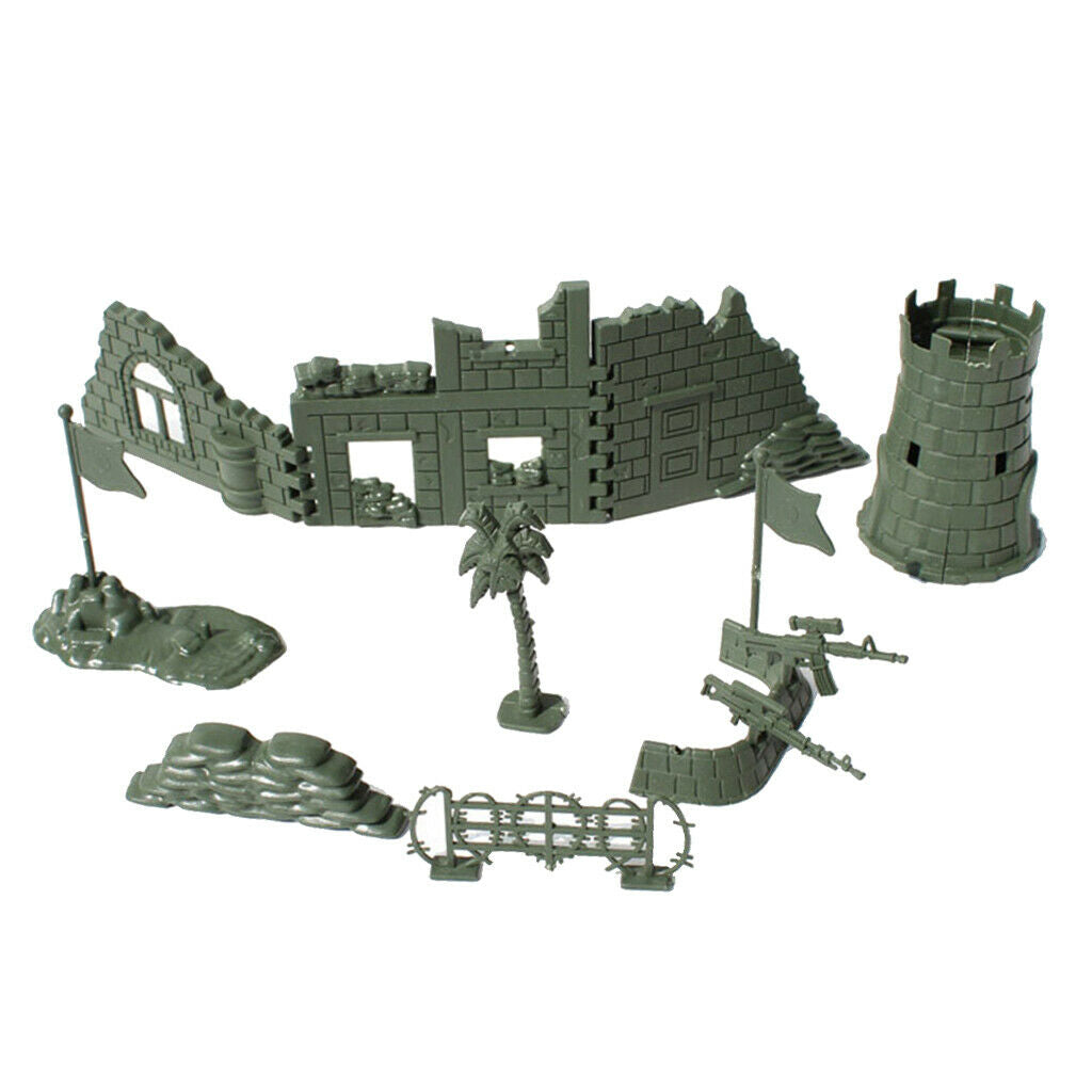 Set of Military Base Army Camp Scene Layout WWII Builing Kits Tabletop Decor
