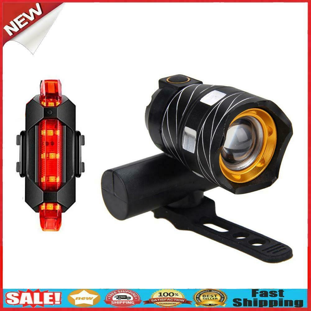 Bike LED Headlight Light Set Waterproof Bicycle Headlight  Modes Zoom Lighting @