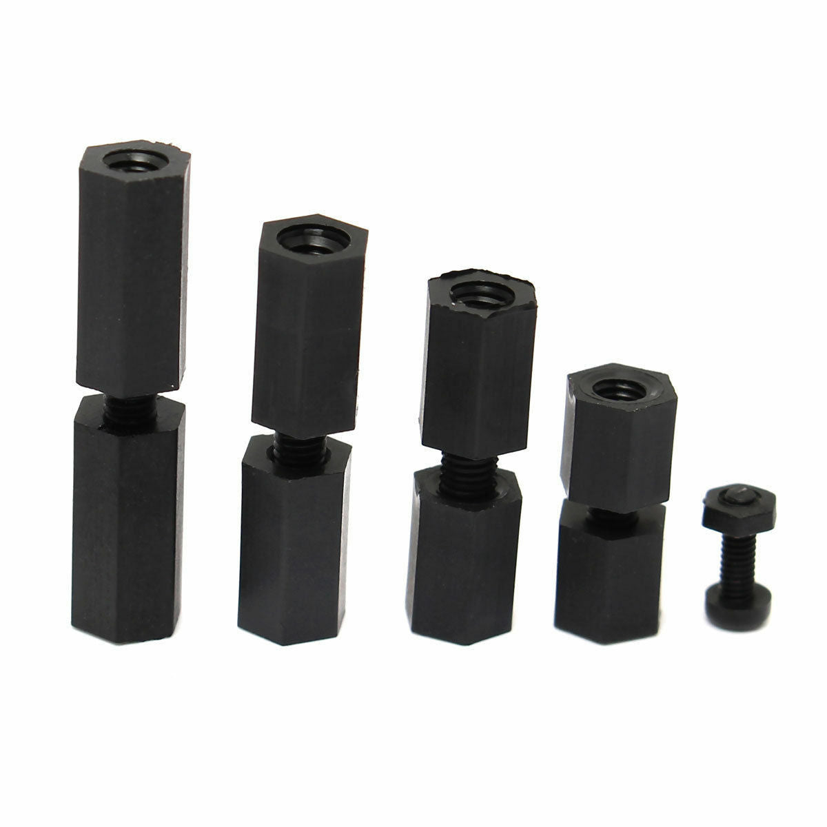 120pcs M2 Nylon Screw Black Hex Screw Nut Nylon PCB Standoff Assortment Kit Box