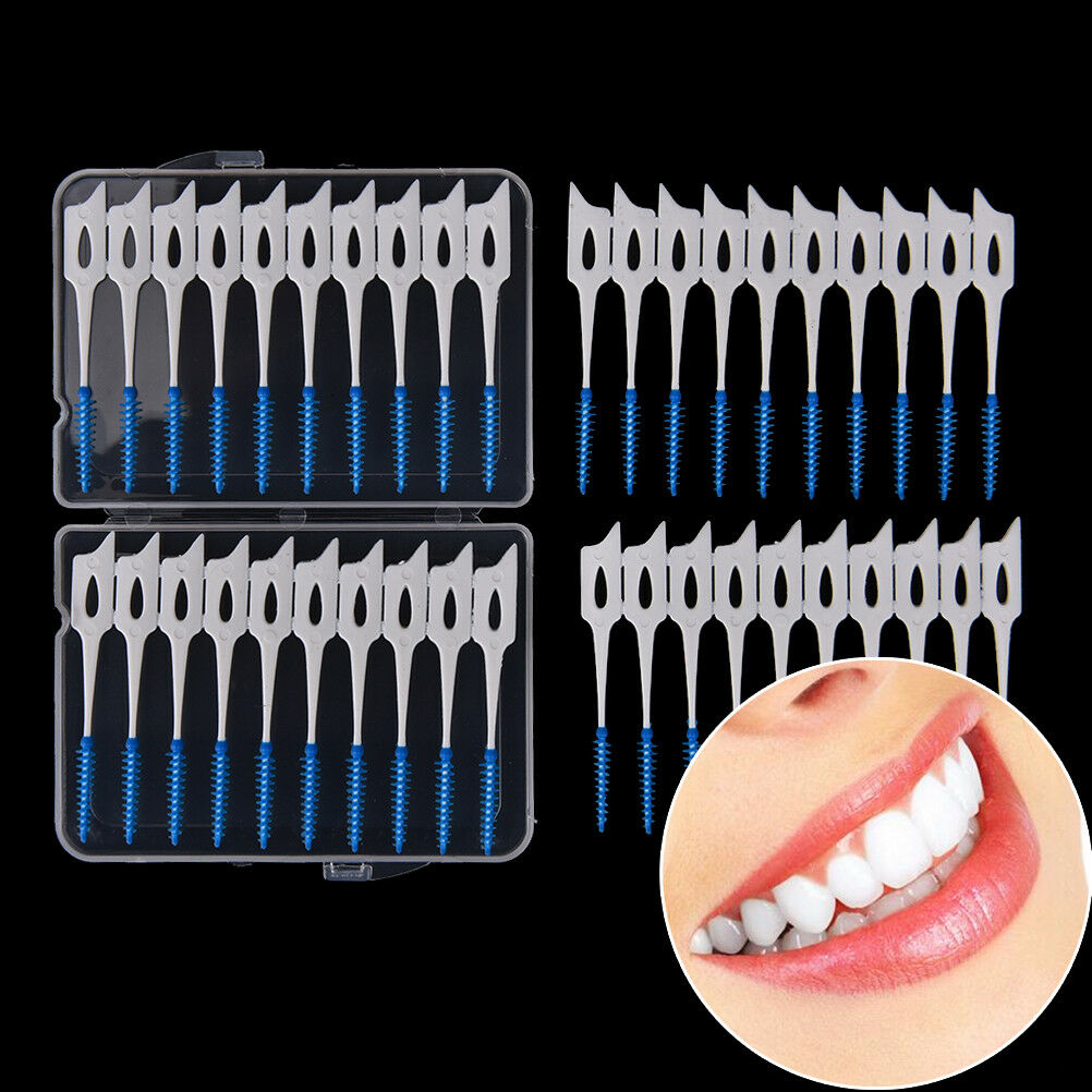 40pcs Disposable Toothpicks Soft Clean Interdental Seam Brush Elastic Mass.l8
