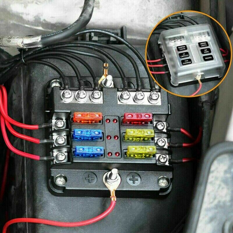 6-Way Waterproof Fuse Block,with LED Indicator 12 Circuits with Negative MarinR8