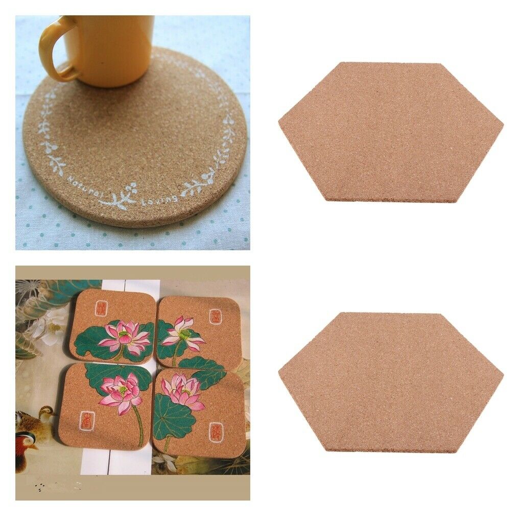 Natural Cork Tiles Self-Adhesive Boards Coasters Wall Decoration Party Photo