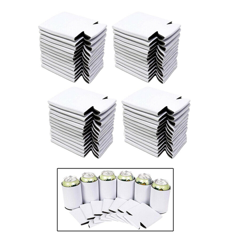 40 Counts Blank Neoprene Beer Can Coolers Sleeves Drink Caddies Soda Holder