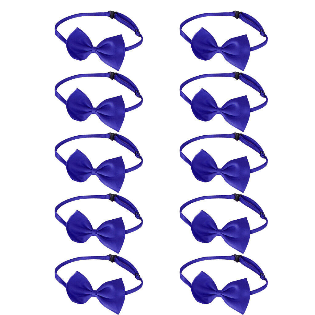 10Pcs Children Classic Pre-Tied Bow Tie Formal Solid Tuxedo Blue