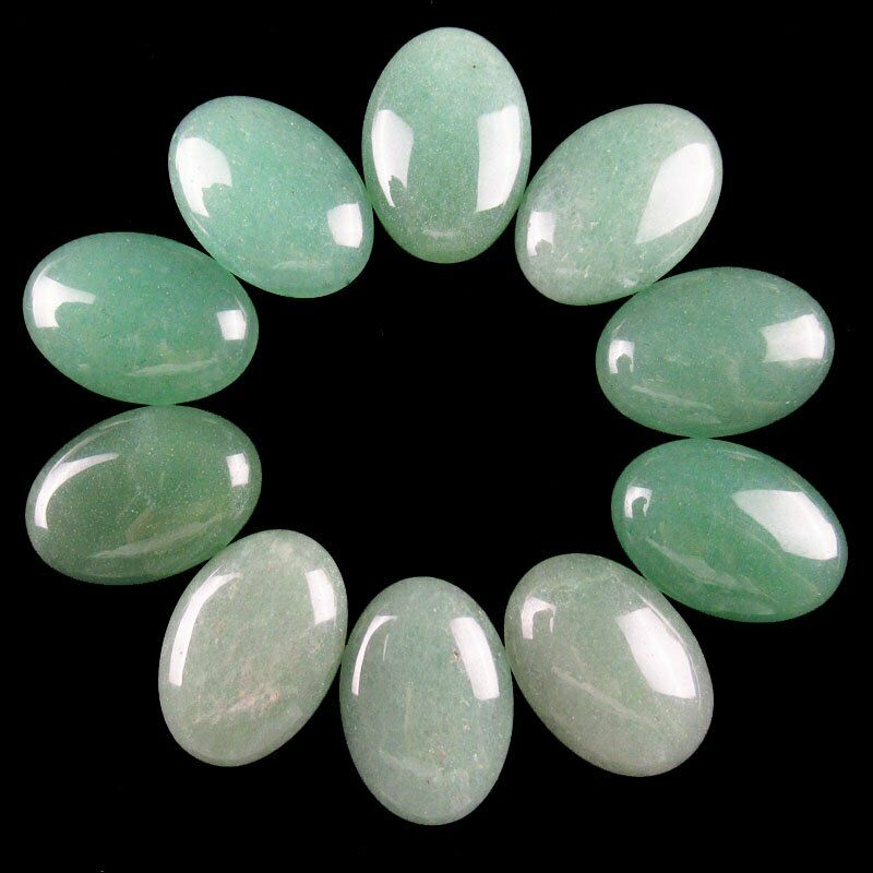 8Pcs 36g Natural Green Aventurine Oval 25x18x6mm Cab Cabochon A-242JM