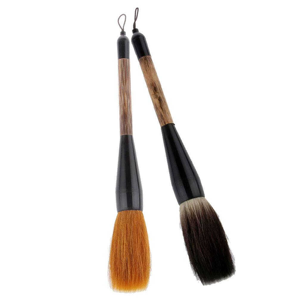 2Pcs Bear Hair Bamboo Shaft Chinese Sumi Drawing Calligraphy Writing Brush