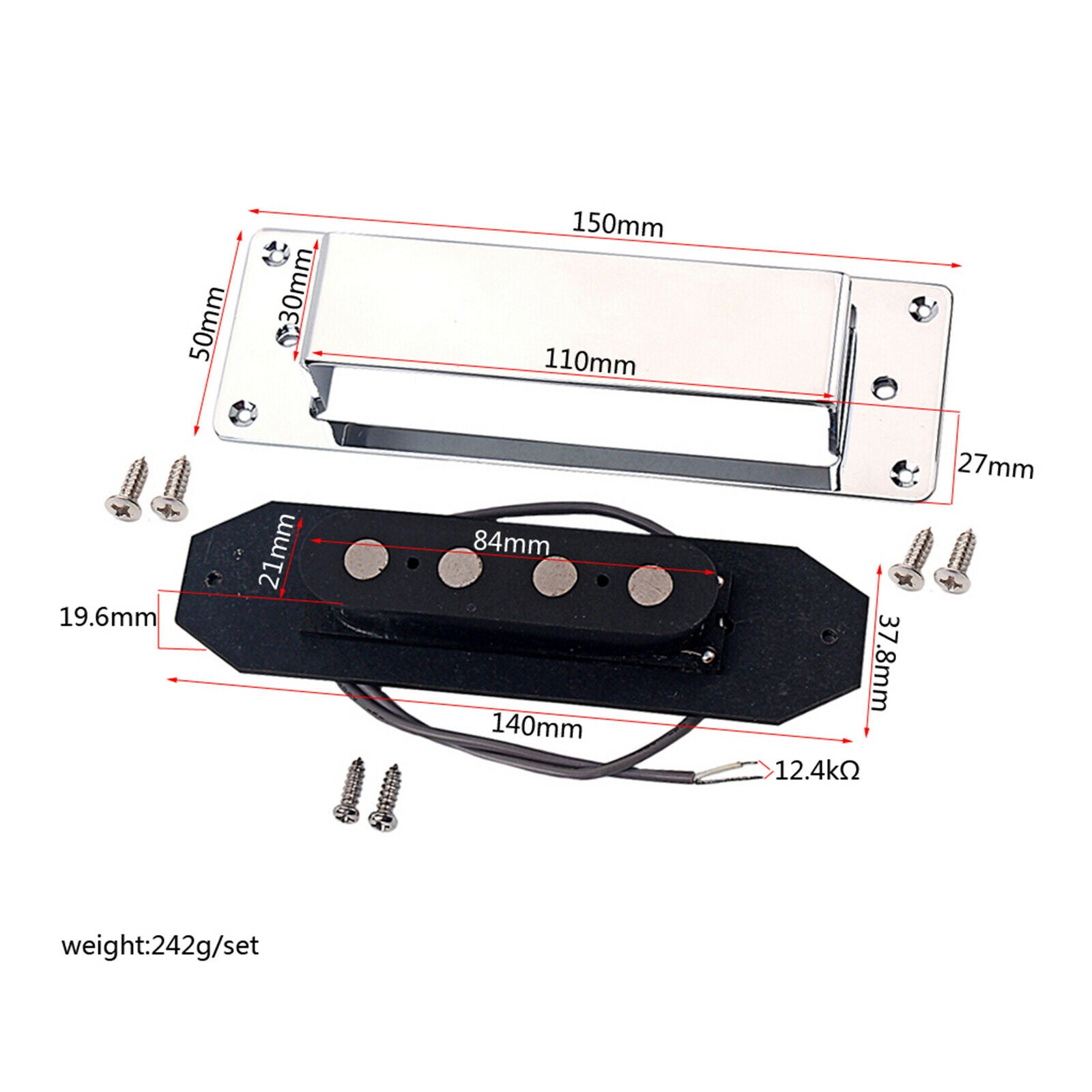 4 String Electric Bass Pickup Parts Musical Instrument Tools Black