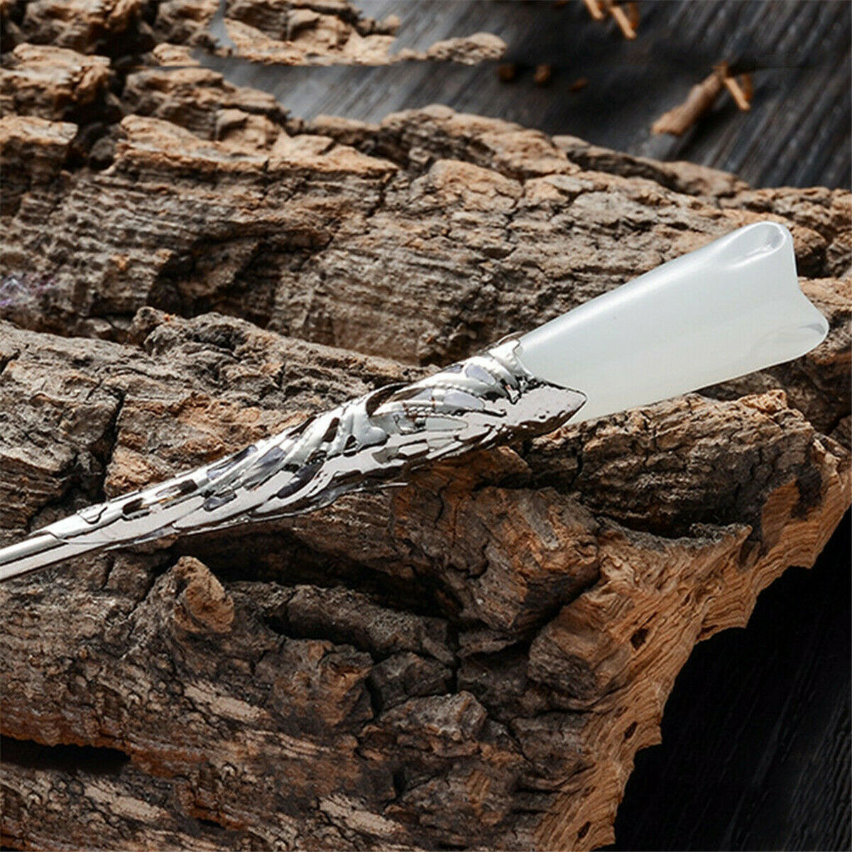 Chinese Style White Jade Retro Hair Stick Hairpin Chignon Pin Hair Accessories