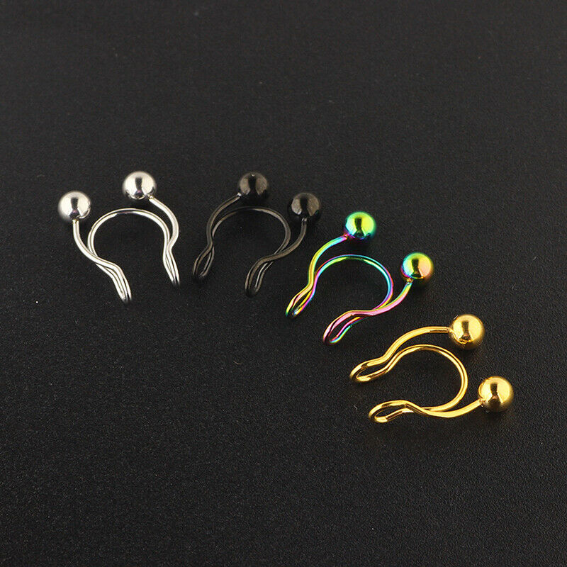 5Pcs 10mm Stainless Steel Nose Clip Nose Rings Non Piercing Body Jewel.l8