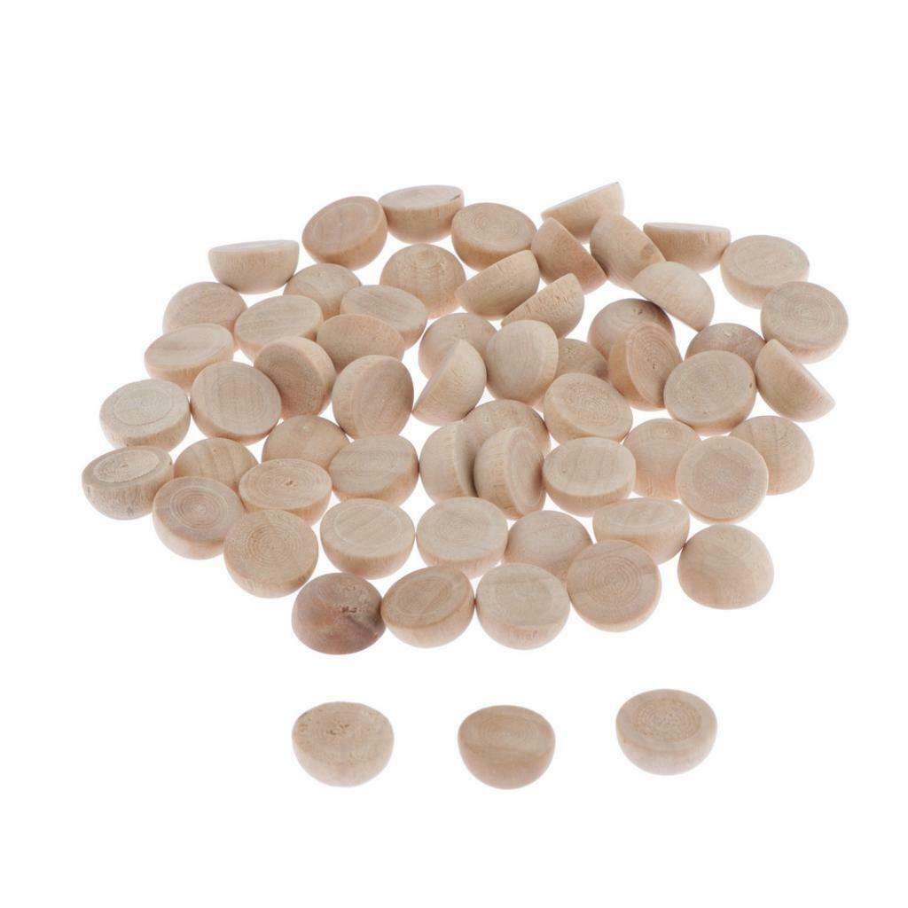 50pcs Wood Half Split Balls Hemisphere Half Craft Ball Kids DIY Projects 1cm