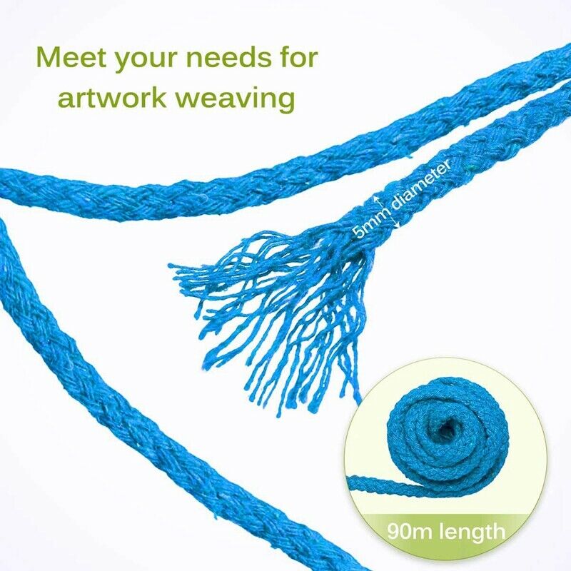 90Mx5mm Natural Macrame Rope Cord Craft Knitting Thread for St Wall Hanging C6P7