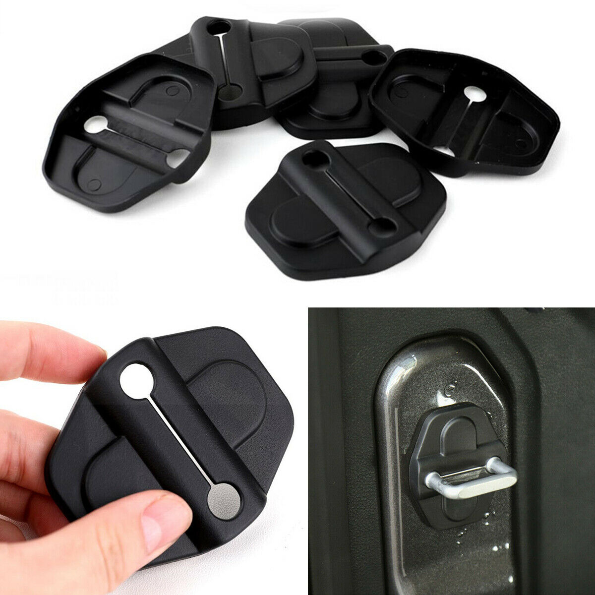 6 × Rustproof Waterproof Auto Front Rear Upper Lower Door Lock Protector Cover