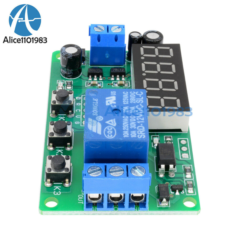 Digital LED Display Automation Delay Relay  Switch Module Timer Control DC 12V