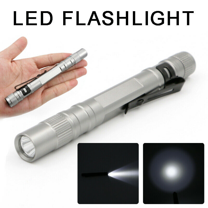 Portable Mini LED Flashlight Pen Torch Lamp Penlight Battery Powered with Clip