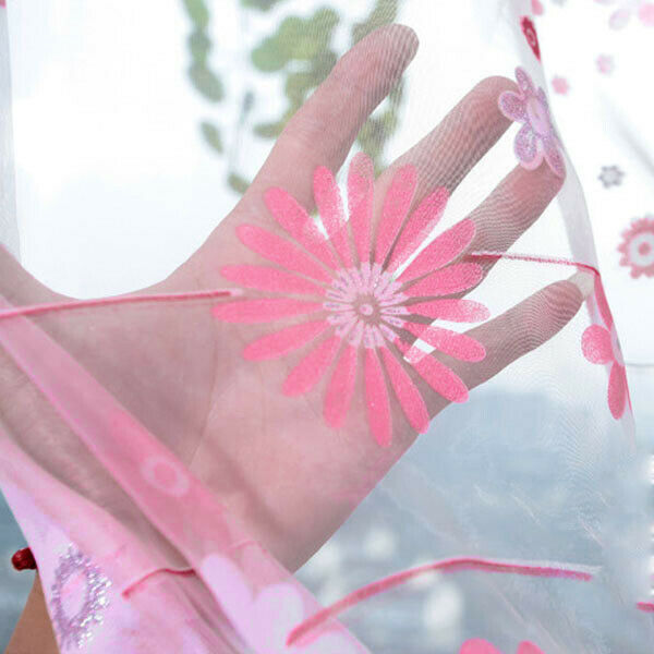 Flowers Tulle Voile Window Curtain Panel Sheer Curtains Sheer Curtains 200 X